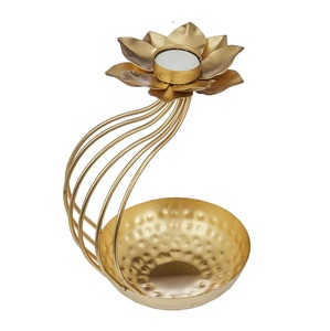 Support de pétale de lotus doré avec bol de fleurs central pour la décoration de la maison festive Pooja Mandir Diwali Lighting sprituals - Product Image 2