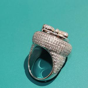 แหวนฮิปฮอปสีทอง10K 14K สุดหรูสำหรับผู้ชายแหวนเพชรแบบโค้งมนประดับห้องแล็บแบบเพชรที่ได้รับการรับรองจาก Gia - Product Image 5