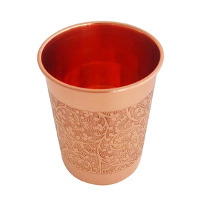 แก้วทองแดงบริสุทธิ์ดีไซน์ลายนูนสำหรับดื่มน้ำที่เสิร์ฟโยคะอายุรเวท300มล. - Product Image 5