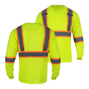 T-shirt respirant réfléchissant haute visibilité Chemise de sécurité à manches courtes en polyester pour la construction d'entrepôts de travail-Classe 3 - Product Image 1