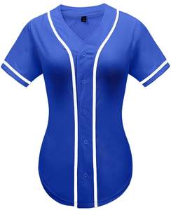T-shirt de baseball pour femme de haute qualité, boutonné, uni, style hip-hop, haut de sport pour softball - Product Image 1