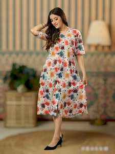 Elegante vestido de fiesta de noche de verano para mujer, vestido largo plisado con estampado floral y mangas cortas, vestido largo informal oscilante - Product Image 3