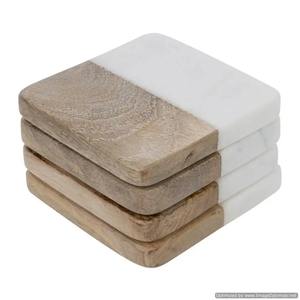 Posavasos de Madera con Diseño de Mármol, Hechos a Mano, Ecológicos, Reutilizables, de Alta Calidad para Mesa, Exportación - Product Image 1