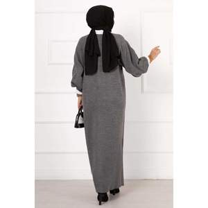 Vestido de punto con mangas de globo Antracita - Product Image 1