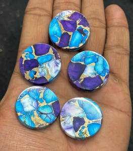 Piedras preciosas sueltas AAA + de alta calidad, pulidas, naturales, violeta, azul, Dalia, turquesa, personalizadas, redondas, planas, tamaño 25X25X6 - Product Image 1