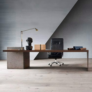 Streamlined Executive Wood Computer <b>Desk</b> CEO Boss Manager Office Furniture Commercial Workstation <b>Table</b> - Product Image 1
