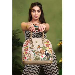 Vegan Leather Luxury Designer Handbag for Women-Stylish Half Moon Tote with Embroidery Zipper Closure 2-2.9L Capacity - Product Image 2