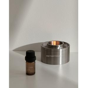 Brûleur à mazout en laiton rond argent Aroma Lumière Brûleur à mazout essentiel Utilisation pour le spa à domicile Brûleur à mazout de méditation - Product Image 4