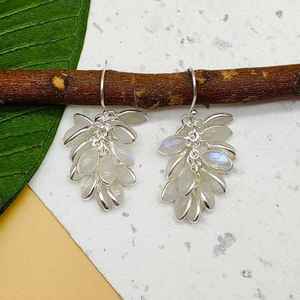 Boho-Elegantes pendientes de gota de piedra lunar de plata 925 hechos a mano joyería de diseñador artesanal para fiesta de boda o regalo - Product Image 2
