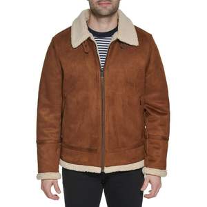 Veste de haute qualité OEM pour hommes, manches longues, col montant, fermeture éclair, col mouche, cuir PU craquelé, mince teint uni, enduit pour l'hiver XS ODM - Product Image 1