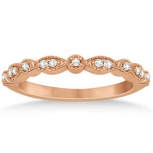 แหวนแต่งงานเพชรทรงมาร์ควิสและทรงจุดเล็กๆ ทำจากทองคำโรสโกลด์ 14k (0.13 กะรัต) - Product Image 1