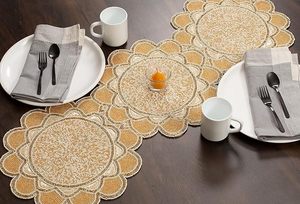 Christmas Decorative and Leaves Design Beaded <b>Runner</b> Placemat <b>Dining</b> <b>Table</b> Fancy Mat Handmade Decorative <b>Runners</b> for Wedding - Product Image 2