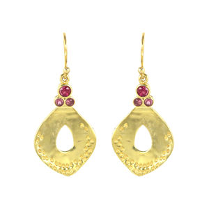 Pendientes de turmalina de diseño único, Plata de Ley 925 chapada en oro, bonitos pendientes hechos a mano para niñas - Product Image 1