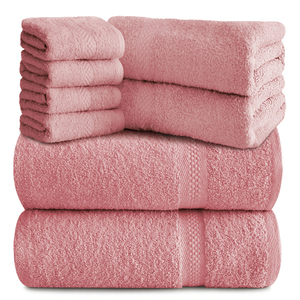 100% Cotton Woven <b>Bath</b> <b>Towel</b> <b>Set</b> 8 Piece Soft Absorbent Home Use Solid Color Rectangle Adult Skin Friendly - Product Image 3