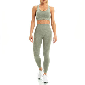 Gran oferta, conjunto de Yoga para mujer de alta calidad, patrón sólido con logotipo frontal, el mejor precio al por mayor para adultos - Product Image 1