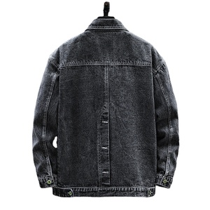 Gran oferta, Chaquetas vaqueras lavadas Vintage de gran tamaño con cuello vuelto de estilo retro informal ajustado negro personalizado - Product Image 3