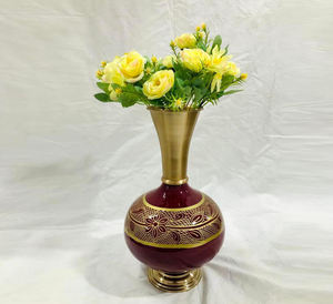 Vase à fleurs en aluminium décoratif pour la maison et l'intérieur martelé design exclusif pot de fleurs de qualité meta vase. - Product Image 2