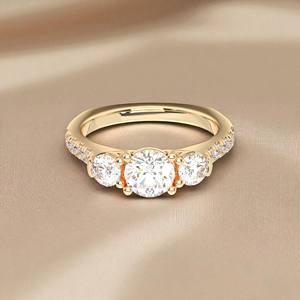 Anillo de compromiso de diamante cultivado en laboratorio de 4,20 quilates, Juego de puntas de corte brillante redondo de alta calidad, K oro macizo de 10/14K/18K, para unisex - Product Image 4