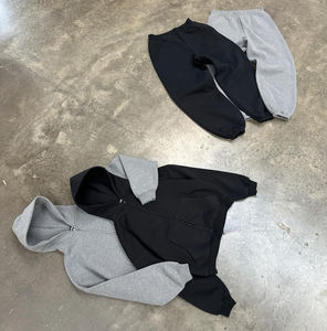 Survêtement à capuche pour hommes, tricoté, respirant, sweat-shirt et pantalon de jogging, vêtements de sport décontractés personnalisés, ensemble deux pièces OEM - Product Image 2