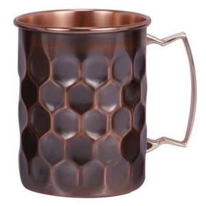 Tasse à mule droite en cuivre pur 100% de luxe avec poignée en laiton finition gravée en relief martelé comprend paille et couvercle - Product Image 5