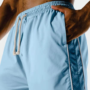 Short de basket en Nylon extensible Micro Ripstop Bluebell Marl Golden Era avec passepoil contrastant et ceinture confortable - Product Image 4