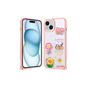 เคส iPhone 15/14 Plus/13 Pro Max ลายกลิตเตอร์นูน รุ่น JoieCreatif-สีชมพู  ฝาหลังซิลิโคน - Product Image 1