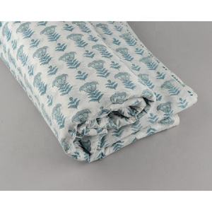 Tela de algodón 100% con estampado Floral Aqua Blue para mujer, tejido indio de bloque a mano para ropa - Product Image 5