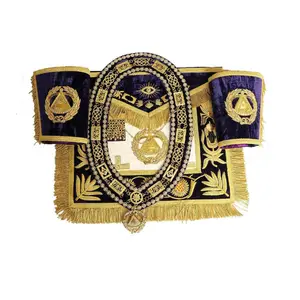 MASONIC REGALIA заместитель гроссмейстера 100% фартук из овечьей шкуры с воротником и манжетами фиолетовый