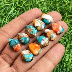Natural Oyster Copper Turquoise Pear Cabochon Loose Gemstone Lot for Jewelry Making Ring Pendant Bracelet Craft Use - Product Image 1