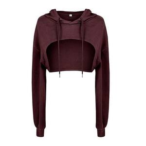 Hot Selling Casual Wear Women's Plus Size Crop <b>Tops</b> Hoodie Breathable <b>Long</b> <b>Sleeve</b> Wholesale Women Crop <b>Top</b> Hoodie - Product Image 4