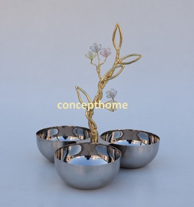 Ensemble de bols de service en acier inoxydable faits à la main, compatibles micro-ondes, vaisselle élégante pour le Ramadan et les occasions festives - Product Image 3