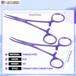 Soporte de agujas de acero inoxidable recubierto de Lila para instrumentos quirúrgicos médicos profesionales con pinzas hemostáticas manuales Kelly Clamp - Product Image 4