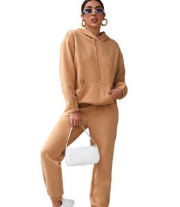 Conjunto Deportivo de Invierno 2026 para Mujer, con Logotipo Personalizado, Pantalones de Chándal de Algodón, Conjunto de Dos Piezas, Sudadera con Capucha, Pantalones Cortos y Top - Product Image 5