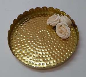 Top Trendy Date Design Rose Or Enduit À La Main Plateau En Métal Rond Servant Pour Le Café Nouvelle Arrivée Disponible Chez AAADECOR - Product Image 5