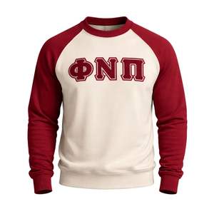 ΦΝΠ Phi Nu Pi Raglan Chenille <b>Sweatshirt</b> True To Size Premium Fleece Embroidered Greek Fraternity Apparel - Product Image 4