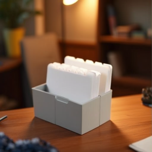 DIN A5 Landscape 500 Card Index <b>Box</b> HAN 22.8 X 17.1 X 10.2 cm <b>Polystyrene</b> Light Grey for Card & Note Holding - Product Image 3