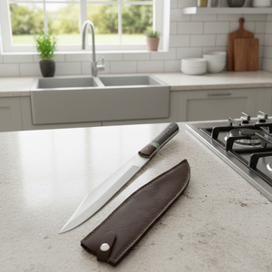 มีดเชฟเหล็กดามัสกัสแบบมืออาชีพ ด้ามไม้ ทนทาน ใช้กลางแจ้ง เหมาะสำหรับการเอาตัวรอด ผิวซาติน ความหนา 2.0 มม. - Product Image 6