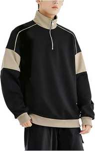 เสื้อสเวตเชิ้ตมีฮู้ดแบบซิป 1/4  ผ้าฝ้ายถัก 100% ลายเรียบ ปักลาย ป้องกันรอยยับ สีตัดกัน ทรงปกติ - Product Image 5