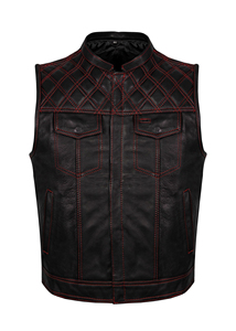 Brown 100% Leather <b>Vest</b> with Crew Neck Collar Breathable Anti-UV Windproof Casual Outerwear Winter OEM Service Available - Product Image 4