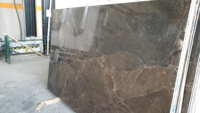 Grande dalle de marbre calcite poli, brun foncé, noir olive, marbre naturel Emperador, double couleur, surface lisse, fabriqué en Turquie