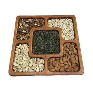 Bandeja de madera para servir frutas secas, plato de servicio de madera Natural Vintage de alta calidad, Color lavado para restaurante - Product Image 1