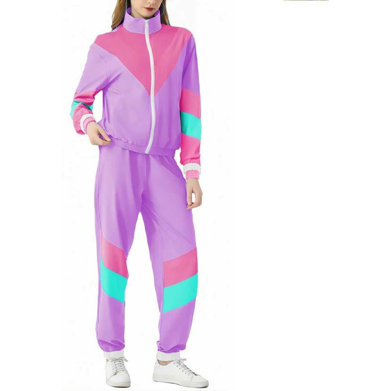 Traje de fiesta de los años 80/90/Retro Chándal/Trajes de Hip Hop de los años 90/80 Disfraces para hombres/rompevientos y pantalones - azul - Medium