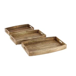 Juego de 3 Bandejas de Madera Hechas a Mano para Servir, Decoración de Mesa para Bodas y Fiestas, Bandejas de Madera para Catering - Product Image 5