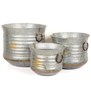 Seau à plantes en aluminium galvanisé, pots à fleurs rustiques, poignées, style classique américain, pots décoratifs de jardin écologiques - Product Image 1