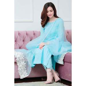 Ensemble chemise en mousseline de soie, dupatta et pantalon Bliss Desire pour le printemps/été - Product Image 4