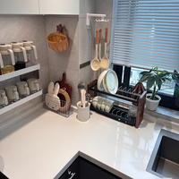 Vente en gros d'armoires de cuisine modulaires modernes en acier inoxydable ensemble complet de plan de travail antibactérien pour le salon de villa haut de gamme