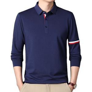 Camiseta Polo para Hombre, Cuello con Ribete, Manga Larga, Otoño, Color Sólido, Informal de Negocios, Antibolitas, Ropa para Hombre - Product Image 4