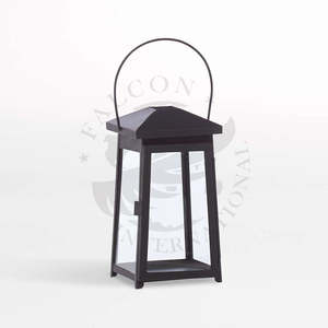 Lanterne à bougie de décoration d'intérieur en fer/acier et verre, design moderne, finition noire, lavée à la main, taille personnalisée - Product Image 6