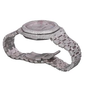 Montre pour homme en acier inoxydable bicolore argent et or rose avec diamants Moissanite VVS, bijoux de luxe glacés, style Hip Hop - Product Image 4