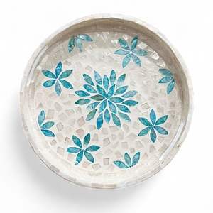 Plateau de service artisanal en nacre, incrustation de coquillages décorative, décoration de table naturelle et écologique, Vietnam - Product Image 2